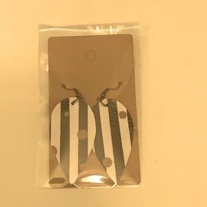 Reverse Tear Drop Faux Leather Earrings